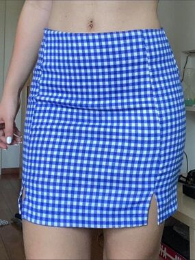 Blue & White Gingham Checkered Skirt size 3